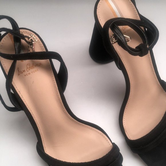 Sam Edelman Kia Sandals Black Leather Block Heels - Picture 5 of 11